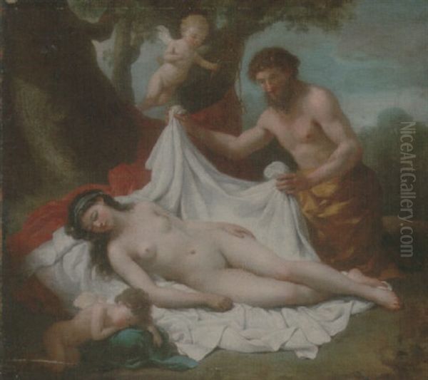 Jupiter And Antiope Oil Painting by Nicolas-Rene Jollain the Younger