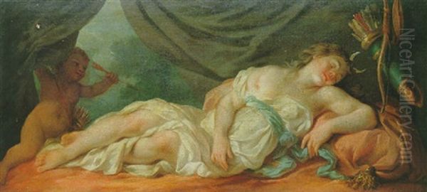 Cupidon Surprenant Le Sommeil De Diane Oil Painting by Nicolas-Rene Jollain the Younger