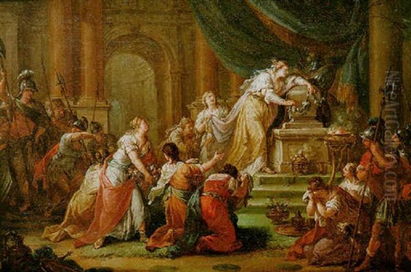 Cleopatre Pleurant Sur Le Tombeau D'antoine Oil Painting by Nicolas-Rene Jollain the Younger