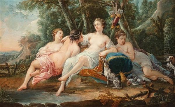 Diana With Her Nymphs Resting After The Hunt Oil Painting by Pierre Jollain