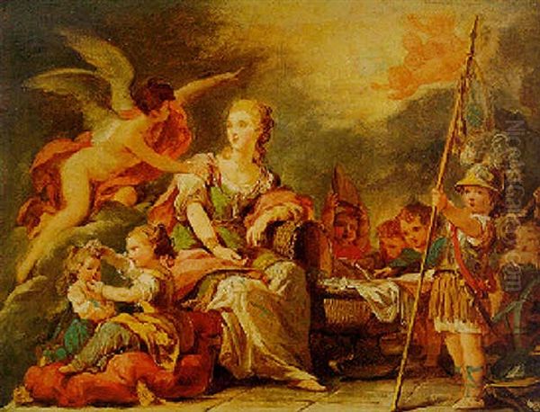 Allegory Of The Birth Of A Noble Child Oil Painting by Pierre Jollain