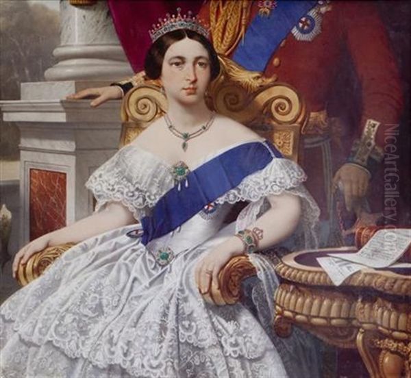 Queen Victoria Enthroned Oil Painting by Jules Pierre Jollivet