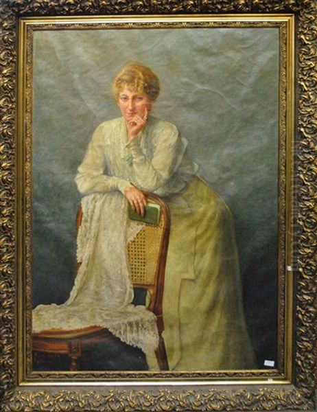 Portrait De Dame Oil Painting by Adolphe Jomouton