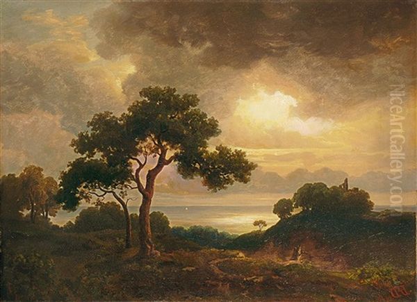 Abendstimmung Oil Painting by Carl Rudolf Hugo Jonas