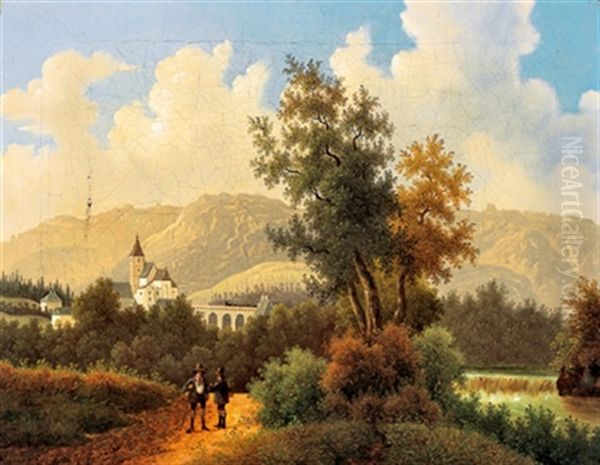 Eine Landschaft In Niederosterreich Oil Painting by Josef Jonas