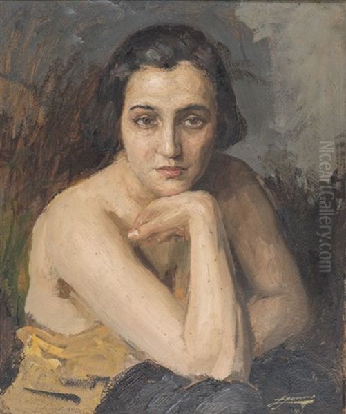 Portrait D'une Femme Oil Painting by Lucien-Hector Jonas