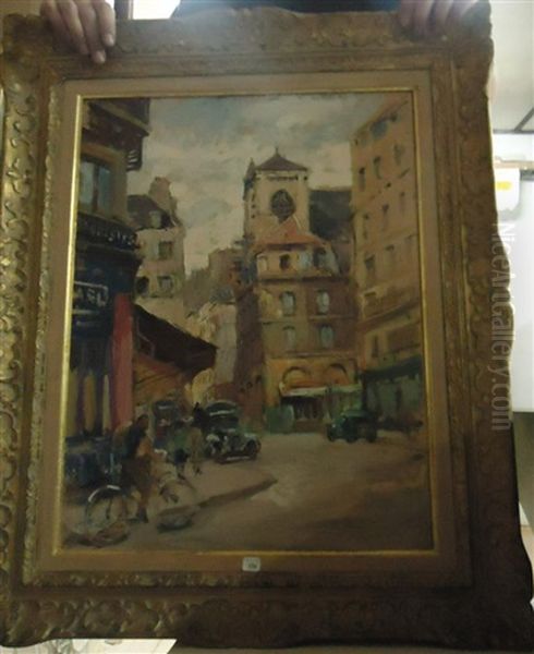 Rue De Paris Oil Painting by Lucien-Hector Jonas