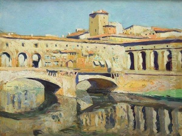 Vue De Florence Oil Painting by Lucien-Hector Jonas