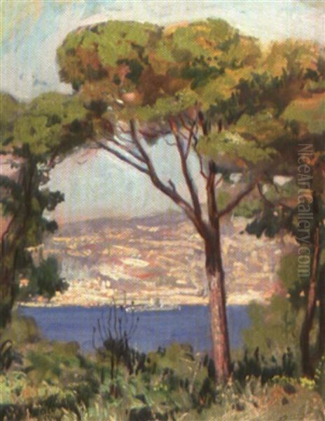 Vue Sur La Baie De Saint Jean Cap Ferrat Oil Painting by Lucien-Hector Jonas