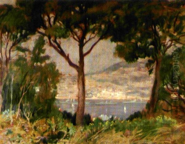 Vue Sur La Baie De Saint Jean Cap Ferrat Oil Painting by Lucien-Hector Jonas