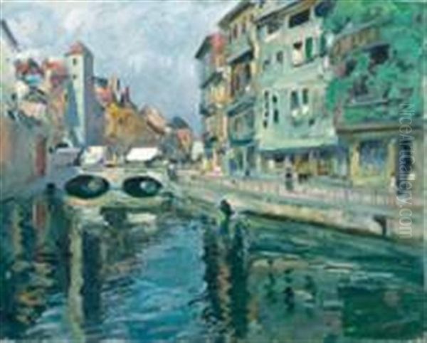 Annecy, Le Canal Oil Painting by Lucien-Hector Jonas