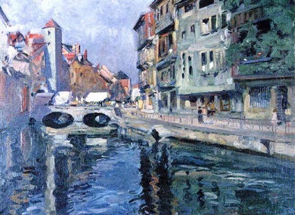 Ville D'annecy Oil Painting by Lucien-Hector Jonas