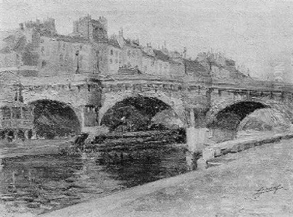 La Seine Au Pont-neuf Oil Painting by Lucien-Hector Jonas