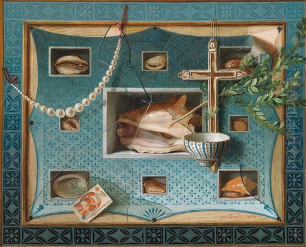 Trompe-l'oeil-stillleben Mit Kunstkammerobjekten Oil Painting by Gabriel-Germain Joncherie