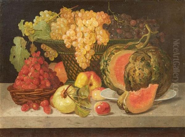 Nature Morte Au Plateau De Fraises Oil Painting by Gabriel-Germain Joncherie