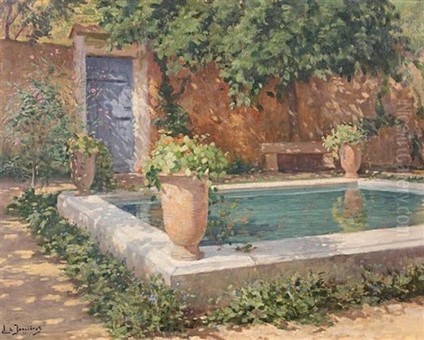 Bassin Dans Un Jardin En Provence Oil Painting by Leonce J. V. de Joncieres