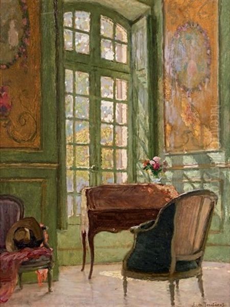 Bureau Devant La Fenetre Oil Painting by Leonce J. V. de Joncieres