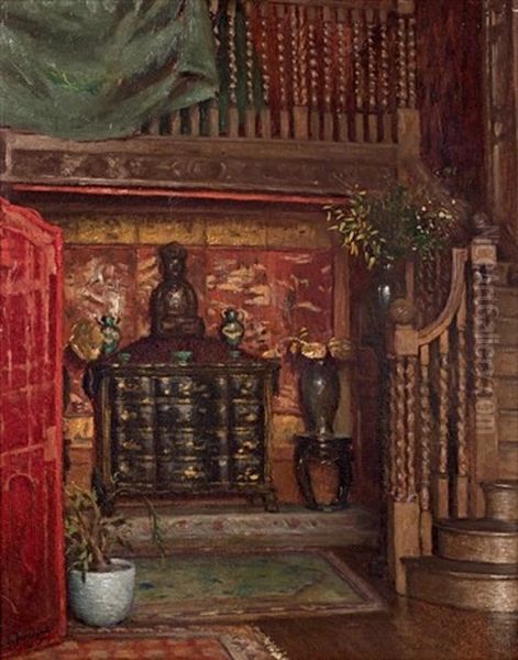 Salon A Bois Larris Oil Painting by Leonce J. V. de Joncieres