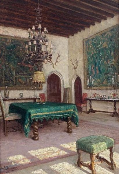 Salle A Manger D'un Chateau Oil Painting by Leonce J. V. de Joncieres