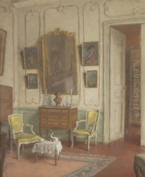 White Parlor Oil Painting by Leonce J. V. de Joncieres