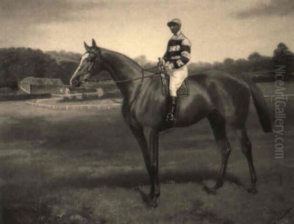 A Jockey Mounted On His Racehorse Oil Painting by Adrian Jones