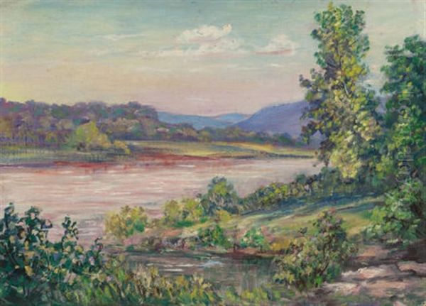 River Above Wrecked Dam Oil Painting by Bird Jones