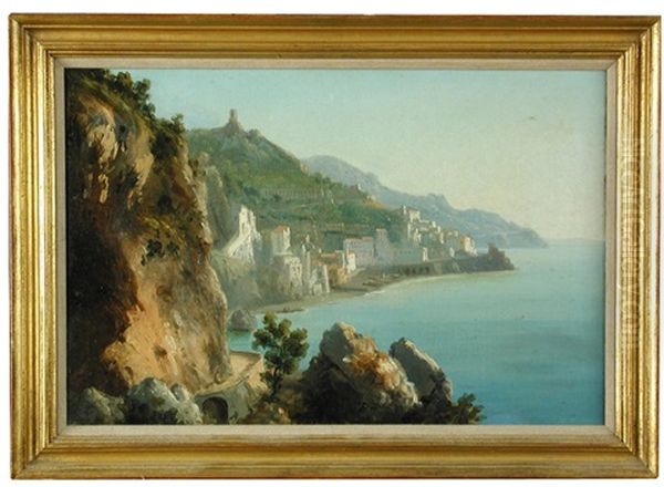 A View Of Amalfi From The Positano Road Oil Painting by George Jones