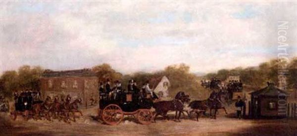 A Four-in-hand-race At The Five Bells Tavern, New Cross, London Oil Painting by Herbert H. St. John Jones