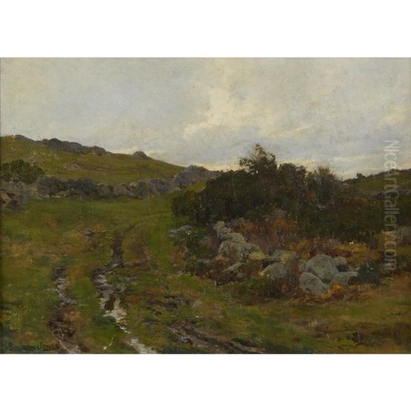 The Stream Up In The Mountain Oil Painting by Hugh Bolton Jones