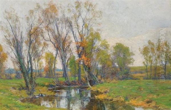 Spring Landscape With Pond And Trees Oil Painting by Hugh Bolton Jones