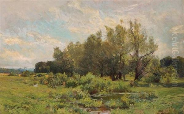 Landscape In Spring Oil Painting by Hugh Bolton Jones