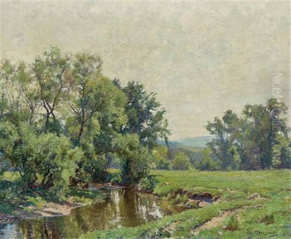 Summer Day With Stream In South Egremont Oil Painting by Hugh Bolton Jones