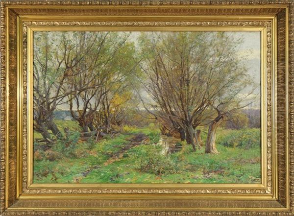 Summer Landscape With A Meandering Stream Oil Painting by Hugh Bolton Jones