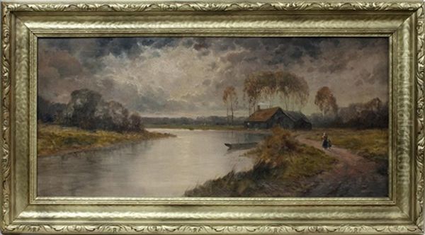 Cottage Landscape Oil Painting by Hugh Bolton Jones