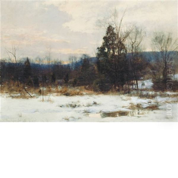 Winter Sunset Oil Painting by Hugh Bolton Jones