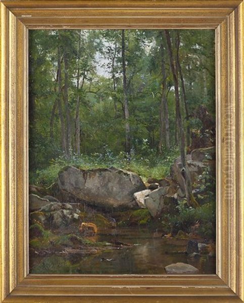 Forest Oil Painting by Hugh Bolton Jones