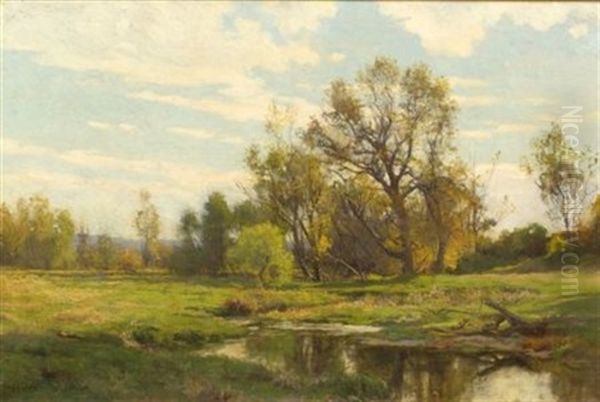 Early Autumn Oil Painting by Hugh Bolton Jones