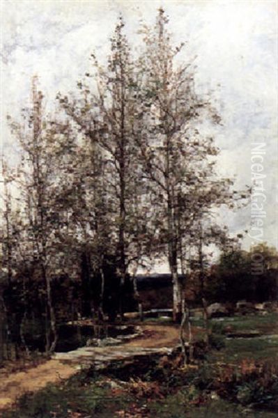 Through The Poplars Oil Painting by Hugh Bolton Jones