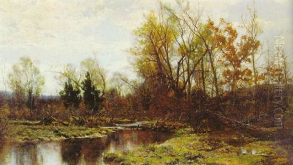 Autumn River Landscape Oil Painting by Hugh Bolton Jones