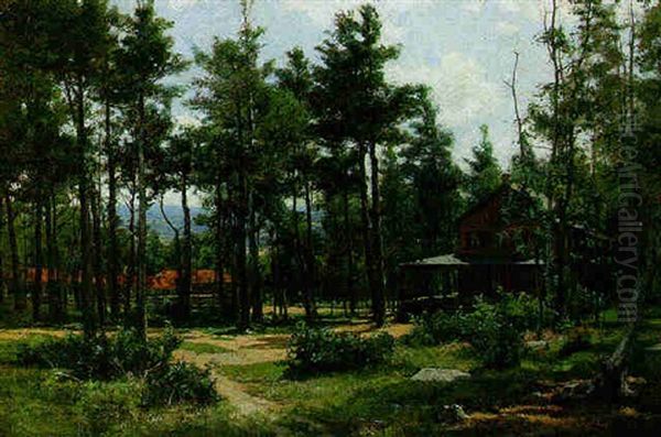 Landscape With House, Mount Mcgregor, New York Oil Painting by Hugh Bolton Jones