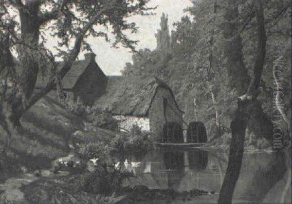 Mill Pond Oil Painting by Hugh Bolton Jones