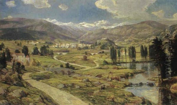 Meediterranean Landscape I Oil Painting by Hugh Bolton Jones