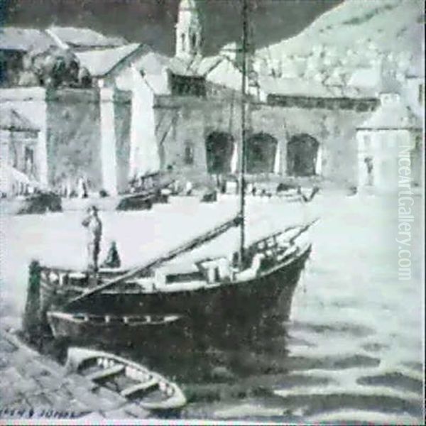 The Medieval Harbour - Ragusa (dubrovnik) Oil Painting by Hugh Griffith Jones