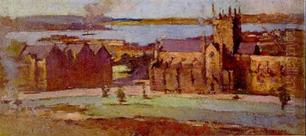 St. Mary's Cathedral And Sydney Harbor Oil Painting by John Llewellyn Jones