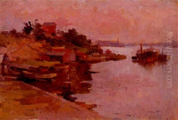 Sydney Harbour, Berry's Bay Oil Painting by John Llewellyn Jones