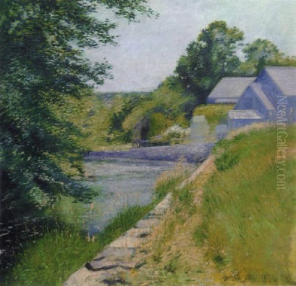 Summer Day By The River Oil Painting by Leon Foster Jones