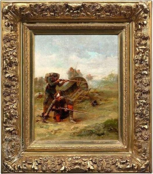 Battle Scene With Gun Smoke Oil Painting by Jules Bastien-Lepage