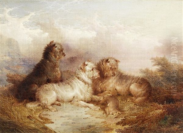 Terriers With Their Catch Oil Painting by Paul Jones