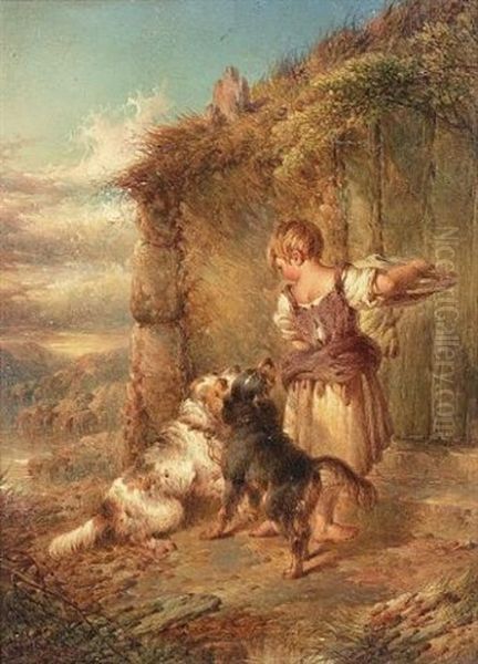 Off Hunting (+ Taking In The Washing, 1876; Pair) Oil Painting by Paul Jones