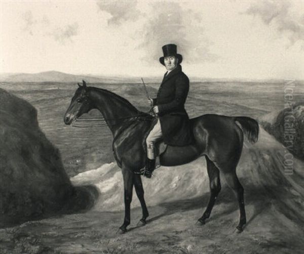 Equestrian Portrait Of A Gentleman On His Dark Bay Hunter Oil Painting by Richard Jones